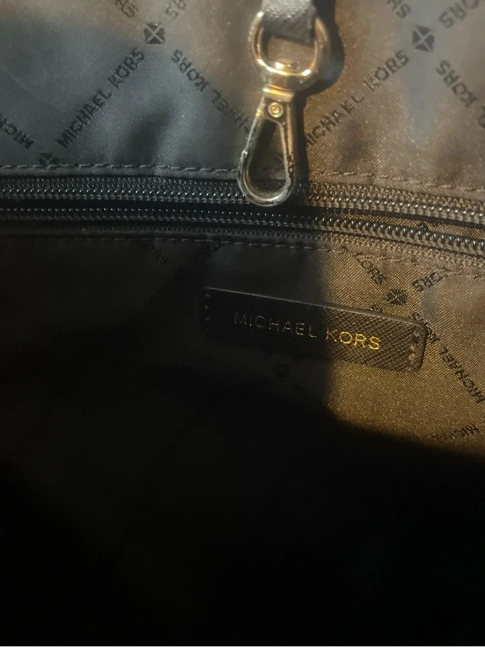 Michael Kors Black Saffiano Tote with Gold MK Charm